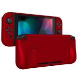 PlayVital UPGRADED Dockable Case Grip Cover for NS Switch, Ergonomic Protective Case for NS Switch, Separable Protector Hard Shell for Joycon - Scarlet Red - ANSP3003