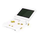 eXtremeRate Chrome Gold Glossy Custom Full Set Buttons for Gameboy Advance SP, Replacement A B L R Button Power On Off Volume Button D-pad Key for GBA SP Console - Console NOT Included - ASPJ301