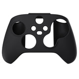 PlayVital Black Pure Series Anti-Slip Silicone Cover Skin for Xbox Series X Controller, Soft Rubber Case Protector for Xbox Series S Controller with Black Thumb Grip Caps - BLX3001