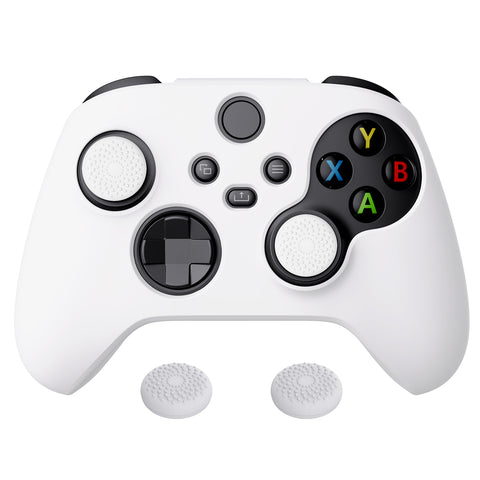 PlayVital White Pure Series Anti-Slip Silicone Cover Skin for Xbox Series X Controller, Soft Rubber Case Protector for Xbox Series S Controller with White Thumb Grip Caps - BLX3002