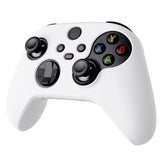 PlayVital White Pure Series Anti-Slip Silicone Cover Skin for Xbox Series X Controller, Soft Rubber Case Protector for Xbox Series S Controller with White Thumb Grip Caps - BLX3002