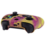 PlayVital Two Tone Purple & Yellow Camouflage Anti-Slip Silicone Cover Skin for Xbox Series X Controller, Soft Rubber Case Protector for Xbox Series S Controller with Black Thumb Grip Caps - BLX3013