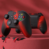 PlayVital Two Tone Red & Black Camouflage Anti-Slip Silicone Cover Skin for Xbox Series X Controller, Soft Rubber Case Protector for Xbox Series S Controller with Black Thumb Grip Caps - BLX3024