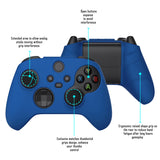 PlayVital Blue Pure Series Anti-Slip Silicone Cover Skin for Xbox Series X Controller, Soft Rubber Case Protector for Xbox Series S Controller with Black Thumb Grip Caps - BLX3008