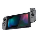 eXtremeRate Soft Touch Grip Brushed Silver Patterned Joycon Handheld Controller Housing with Full Set Buttons, DIY Replacement Shell Case for NS Switch JoyCon & OLED JoyCon - Console Shell NOT Included -CS206