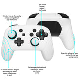 PlayVital Samurai Edition Ergonomic Silicone Skin Protective Case for Nintendo Switch Pro Controller, Soft Anti-slip Controller Grip Protector for Nintendo Switch Pro with Thumb Grip Caps - White - EBNPP001