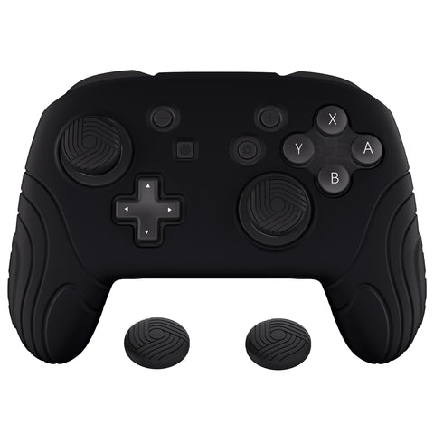 PlayVital Samurai Edition Ergonomic Silicone Skin Protective Case for Nintendo Switch Pro Controller, Soft Anti-slip Controller Grip Protector for Nintendo Switch Pro with Thumb Grip Caps - Black - EBNPP002