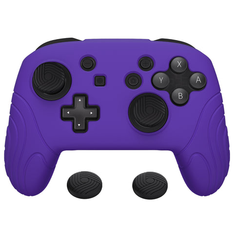 PlayVital Samurai Edition Ergonomic Silicone Skin Protective Case for Nintendo Switch Pro Controller, Soft Anti-slip Controller Grip Protector for Nintendo Switch Pro with Thumb Grip Caps - Purple - EBNPP003