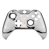 eXtremeRate Chrome Silver Edition Glossy Faceplate Cover, Front Housing Shell Case Replacement Kit for Xbox One Elite Series 2 Controller Model 1797 and Core Model 1797 - Thumbstick Accent Rings Included - ELD402