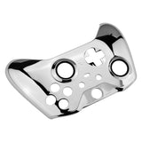 eXtremeRate Chrome Silver Edition Glossy Faceplate Cover, Front Housing Shell Case Replacement Kit for Xbox One Elite Series 2 Controller Model 1797 and Core Model 1797 - Thumbstick Accent Rings Included - ELD402