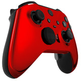 eXtremeRate Chrome Red Edition Glossy Faceplate Cover, Front Housing Shell Case Replacement Kit for Xbox One Elite Series 2 Controller Model 1797 and Core Model 1797 - Thumbstick Accent Rings Included - ELD403