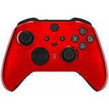 eXtremeRate Chrome Red Edition Glossy Faceplate Cover, Front Housing Shell Case Replacement Kit for Xbox One Elite Series 2 Controller Model 1797 and Core Model 1797 - Thumbstick Accent Rings Included - ELD403