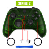 eXtremeRate Clear Green Faceplate Cover, Front Housing Shell Case Replacement Kit for Xbox One Elite Series 2 Controller Model 1797 and Core Model 1797 - Thumbstick Accent Rings Included - ELM505