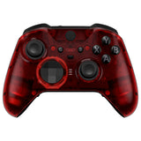 eXtremeRate Clear Red Faceplate Cover, Front Housing Shell Case Replacement Kit for Xbox One Elite Series 2 Controller Model 1797 and Core Model 1797 - Thumbstick Accent Rings Included - ELM506