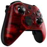 eXtremeRate Clear Red Faceplate Cover, Front Housing Shell Case Replacement Kit for Xbox One Elite Series 2 Controller Model 1797 and Core Model 1797 - Thumbstick Accent Rings Included - ELM506