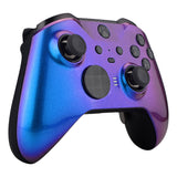 eXtremeRate Chameleon Purple Blue Faceplate Cover, Glossy Front Housing Shell Case Replacement Kit for Xbox One Elite Series 2 Controller Model 1797 and Core Model 1797 - Thumbstick Accent Rings Included - ELP301