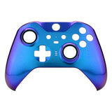 eXtremeRate Chameleon Purple Blue Faceplate Cover, Glossy Front Housing Shell Case Replacement Kit for Xbox One Elite Series 2 Controller Model 1797 and Core Model 1797 - Thumbstick Accent Rings Included - ELP301