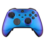 eXtremeRate Chameleon Purple Blue Faceplate Cover, Glossy Front Housing Shell Case Replacement Kit for Xbox One Elite Series 2 Controller Model 1797 and Core Model 1797 - Thumbstick Accent Rings Included - ELP301