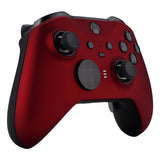 eXtremeRate Scarlet Red Soft Touch Grip Faceplate Cover, Front Housing Shell Case Replacement Kit for Xbox One Elite Series 2 Controller Model 1797 and Core Model 1797 - Thumbstick Accent Rings Included - ELP303