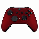 eXtremeRate Scarlet Red Soft Touch Grip Faceplate Cover, Front Housing Shell Case Replacement Kit for Xbox One Elite Series 2 Controller Model 1797 and Core Model 1797 - Thumbstick Accent Rings Included - ELP303