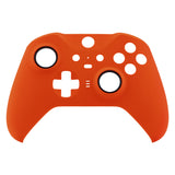 eXtremeRate Orange Soft Touch Grip Faceplate Cover, Front Housing Shell Case Replacement Kit for Xbox One Elite Series 2 Controller Model 1797 and Core Model 1797 - Thumbstick Accent Rings Included - ELP304