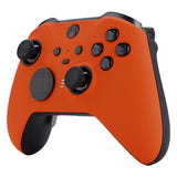 eXtremeRate Orange Soft Touch Grip Faceplate Cover, Front Housing Shell Case Replacement Kit for Xbox One Elite Series 2 Controller Model 1797 and Core Model 1797 - Thumbstick Accent Rings Included - ELP304