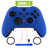 eXtremeRate Blue Soft Touch Grip Faceplate Cover, Front Housing Shell Case Replacement Kit for Xbox One Elite Series 2 Controller Model 1797 and Core Model 1797 - Thumbstick Accent Rings Included - ELP305