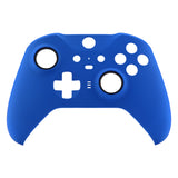 eXtremeRate Blue Soft Touch Grip Faceplate Cover, Front Housing Shell Case Replacement Kit for Xbox One Elite Series 2 Controller Model 1797 and Core Model 1797 - Thumbstick Accent Rings Included - ELP305