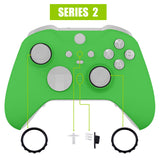 eXtremeRate Green Soft Touch Grip Faceplate Cover, Front Housing Shell Case Replacement Kit for Xbox One Elite Series 2 Controller Model 1797 and Core Model 1797 - Thumbstick Accent Rings Included - ELP306