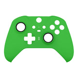 eXtremeRate Green Soft Touch Grip Faceplate Cover, Front Housing Shell Case Replacement Kit for Xbox One Elite Series 2 Controller Model 1797 and Core Model 1797 - Thumbstick Accent Rings Included - ELP306