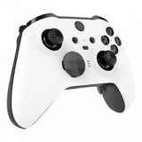 eXtremeRate White Grip Faceplate Cover, Front Housing Shell Case Replacement Kit for Xbox One Elite Series 2 Controller Model 1797 - Thumbstick Accent Rings Included - ELP308