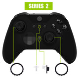 eXtremeRate Black Soft Touch Grip Faceplate Cover, Front Housing Shell Case Replacement Kit for Xbox One Elite Series 2 Controller Model 1797 and Core Model 1797 - Thumbstick Accent Rings Included - ELP309