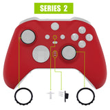 eXtremeRate Passion Red Soft Touch Grip Faceplate Cover, Front Housing Shell Case Replacement Kit for Xbox One Elite Series 2 Controller Model 1797 and Core Model 1797 - Thumbstick Accent Rings Included - ELP332