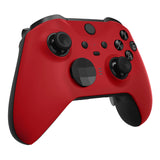 eXtremeRate Passion Red Soft Touch Grip Faceplate Cover, Front Housing Shell Case Replacement Kit for Xbox One Elite Series 2 Controller Model 1797 and Core Model 1797 - Thumbstick Accent Rings Included - ELP332