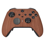 eXtremeRate Wood Grain Patterned Faceplate Cover, Soft Touch Front Housing Shell Case Replacement Kit for Xbox One Elite Series 2 Controller Model 1797 and Core Model 1797 and Core Model 1797 - Thumbstick Accent Rings Included - ELS201