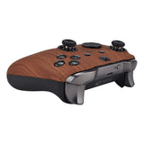 eXtremeRate Wood Grain Patterned Faceplate Cover, Soft Touch Front Housing Shell Case Replacement Kit for Xbox One Elite Series 2 Controller Model 1797 and Core Model 1797 and Core Model 1797 - Thumbstick Accent Rings Included - ELS201