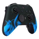 eXtremeRate Blue Flame Patterned Faceplate Cover, Soft Touch Front Housing Shell Case Replacement Kit for Xbox One Elite Series 2 Controller Model 1797 and Core Model 1797 - Thumbstick Accent Rings Included - ELT105