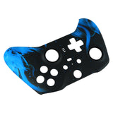 eXtremeRate Blue Flame Patterned Faceplate Cover, Soft Touch Front Housing Shell Case Replacement Kit for Xbox One Elite Series 2 Controller Model 1797 and Core Model 1797 - Thumbstick Accent Rings Included - ELT105