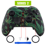 eXtremeRate Green Weeds Patterned Faceplate Cover, Soft Touch Front Housing Shell Case Replacement Kit for Xbox One Elite Series 2 Controller Model 1797 and Core Model 1797 - Thumbstick Accent Rings Included - ELT111