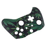 eXtremeRate Green Weeds Patterned Faceplate Cover, Soft Touch Front Housing Shell Case Replacement Kit for Xbox One Elite Series 2 Controller Model 1797 and Core Model 1797 - Thumbstick Accent Rings Included - ELT111