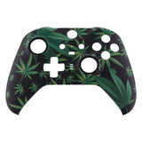 eXtremeRate Green Weeds Patterned Faceplate Cover, Soft Touch Front Housing Shell Case Replacement Kit for Xbox One Elite Series 2 Controller Model 1797 and Core Model 1797 - Thumbstick Accent Rings Included - ELT111