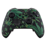 eXtremeRate Green Weeds Patterned Faceplate Cover, Soft Touch Front Housing Shell Case Replacement Kit for Xbox One Elite Series 2 Controller Model 1797 and Core Model 1797 - Thumbstick Accent Rings Included - ELT111