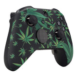 eXtremeRate Green Weeds Patterned Faceplate Cover, Soft Touch Front Housing Shell Case Replacement Kit for Xbox One Elite Series 2 Controller Model 1797 and Core Model 1797 - Thumbstick Accent Rings Included - ELT111