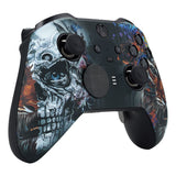 eXtremeRate Tiger Skull Patterned Faceplate Cover, Soft Touch Front Housing Shell Case Replacement Kit for Xbox One Elite Series 2 Controller Model 1797 and Core Model 1797 - Thumbstick Accent Rings Included - ELT113