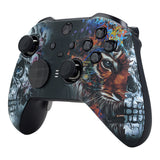 eXtremeRate Tiger Skull Patterned Faceplate Cover, Soft Touch Front Housing Shell Case Replacement Kit for Xbox One Elite Series 2 Controller Model 1797 and Core Model 1797 - Thumbstick Accent Rings Included - ELT113