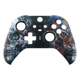 eXtremeRate Tiger Skull Patterned Faceplate Cover, Soft Touch Front Housing Shell Case Replacement Kit for Xbox One Elite Series 2 Controller Model 1797 and Core Model 1797 - Thumbstick Accent Rings Included - ELT113