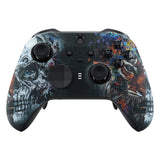 eXtremeRate Tiger Skull Patterned Faceplate Cover, Soft Touch Front Housing Shell Case Replacement Kit for Xbox One Elite Series 2 Controller Model 1797 and Core Model 1797 - Thumbstick Accent Rings Included - ELT113