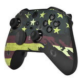 eXtremeRate US Flag The Stars & Stripes Patterned Faceplate Cover, Soft Touch Front Housing Shell Case Replacement Kit for Xbox One Elite Series 2 Controller Model 1797 and Core Model 1797 - Thumbstick Accent Rings Included - ELT114