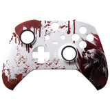 eXtremeRate Blood Zombie Style Faceplate Cover, Soft Touch Front Housing Shell Case Replacement Kit for Xbox One Elite Series 2 Controller Model 1797 and Core Model 1797 - Thumbstick Accent Rings Included - ELT139