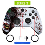 eXtremeRate Clown HAHAHA Style Faceplate Cover, Soft Touch Front Housing Shell Case Replacement Kit for Xbox One Elite Series 2 Controller Model 1797 - Thumbstick Accent Rings Included - ELT140